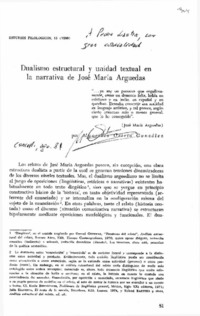 Dualismo estructural y unidad textual en la narrativa de José María Arguedas.