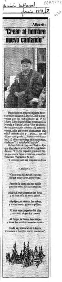 Alberti: "crear al hombre nuevo cantando".
