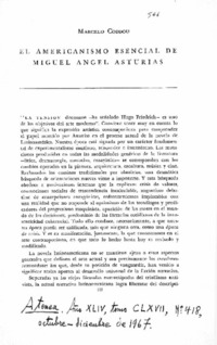 El americanismo esencial de Miguel Angel Asturias