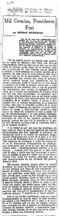 Mil gracias, Presidente Frei