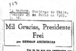 Mil gracias, Presidente Frei