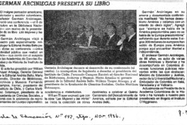 Germán Arciniegas presenta su libro.
