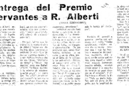 Entrega del Premio Cervantes a R. Alberti