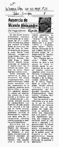 Ausencia de Vicente Aleixandre