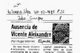 Ausencia de Vicente Aleixandre