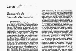 Recuerdo de Vicente Aleixandre