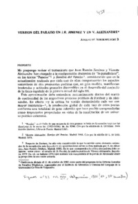 Versión del paraíso en J. R. Jimenez y en V. Alexaindre