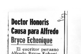Doctor Honoris causa para Alfredo Bryce Echenique.