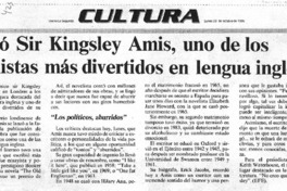 Murió Sir Kingsley Amis, uno de los novelistas más divertidos en lengua inglesa.