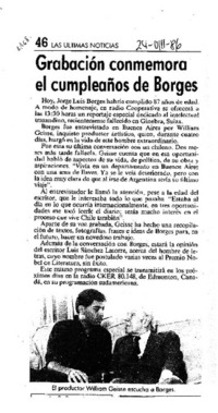 Grabación conmemora el cumpleaños de Borges.