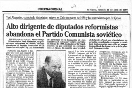 Alto dirigente de diputados reformistas abandona el partido comunista soviético.