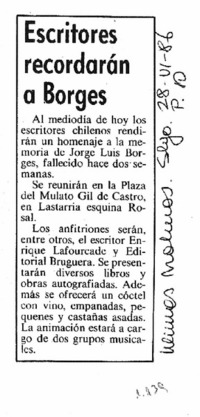 Escritores recordarán a Borges.