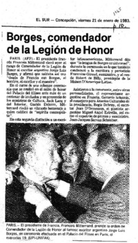 Borges, comendador de la legión de honor.