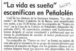 La Vida es sueño" escenifican en Peñalolén.