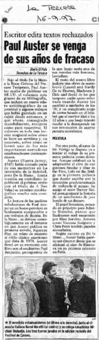 Paul Auster se venga de sus sueños de fracaso.