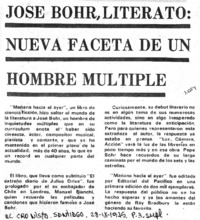 José Bohr, literato, nueva faceta de un hombre múltiple.