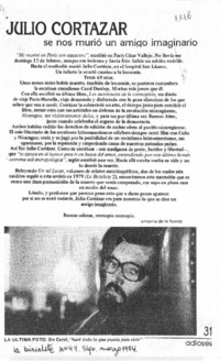 Julio Cortázar. Se nos murió un amigo imaginario.