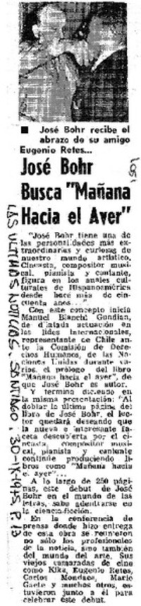 José Bohr busca "Mañana hacia el ayer".