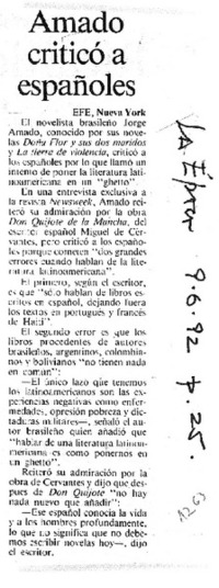 Amado criticó a españoles.