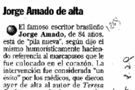Jorge Amado de alta.
