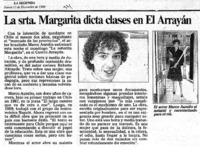 La Srta. Margarita dicta en clases en el Arrayán.
