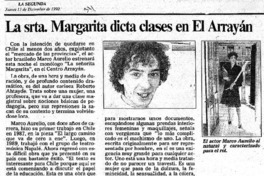 La Srta. Margarita dicta en clases en el Arrayán.