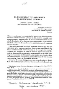 El encuentro y el origen en El licenciado vidriera
