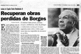 Recuperan obras perdidas de Borges