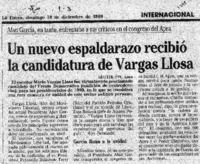 Un nuevo espaldarazo recibió la candidatura de Vargas Llosa.
