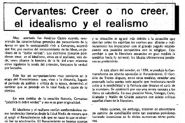 Cervantes, creer o no creer, el idealismo y el realismo