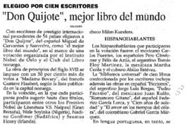 Don Quijote", mejor libro del mundo.