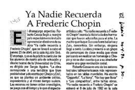Ya nadie recuerda a Frederic Chopin.