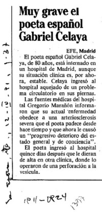 Muy grave el poeta español Gabriel Celaya.