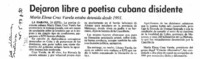 Dejaron libre a poetisa cubana disidente.