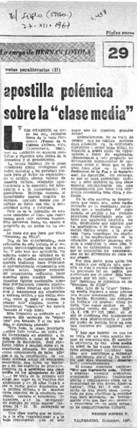 Apostilla polémica sobre la "clase media"