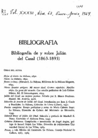 Bibliografía de y sobre Julián del Casal (1863-1893)