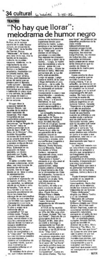 No hay que llorar", melodrama de humor negro