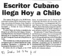 Escritor cubano llega hoy a Chile.