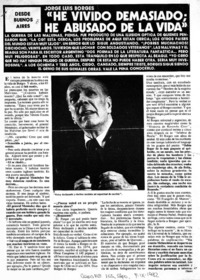 "He vivido demasiado; he abusado de la vida"