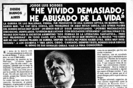 "He vivido demasiado; he abusado de la vida"