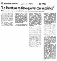 "La Literatura no tiene que ver con la política"
