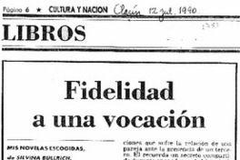 Fidelidad a una vocación