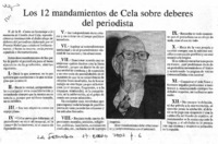 Los 12 mandamientos de Cela sobre deberes del periodista.