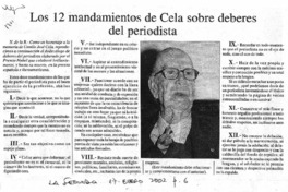 Los 12 mandamientos de Cela sobre deberes del periodista.