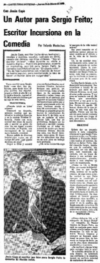 Un Autor para Sergio Feito; escritor incursiona en la comedia