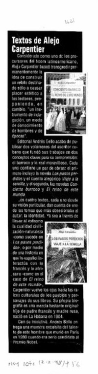 Textos de Alejo Carpentier.