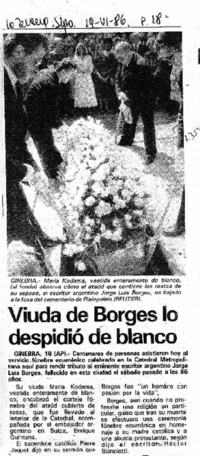 Viuda de Borges lo despidió de blanco