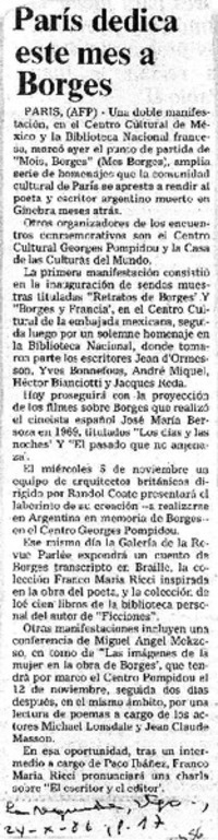 París dedica este mes a Borges