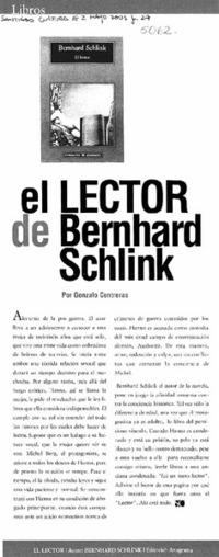 El lector de Bernhard Schlink