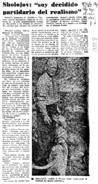 Sholojov, "soy decidido partidario del realismo".